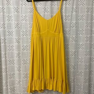 yellow flowy jersey dress